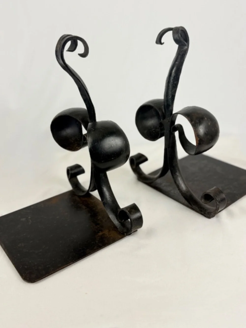 Antique Fleur De Lis Bookends for Large Volumes French Hand Forged Iron